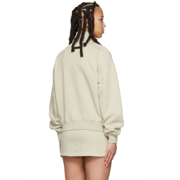 ESSENTIALS BEIGE 1/2 ZIP PULL OVER SWEATSHIRT - Picture 2 of 4